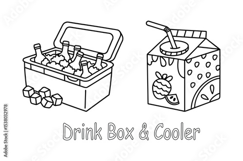 Drink Box and Cooler Coloring Page – Summer Beverage Printable for Kids