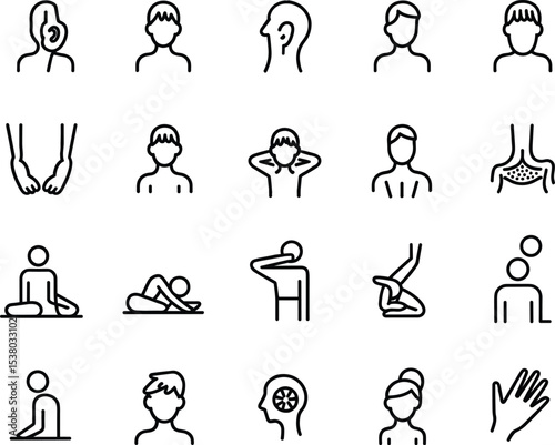 Human Body and Health Icon Set: Posture, Pain, and Wellness