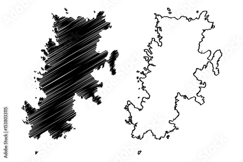 Fair island (United Kingdom of Great Britain and Northern Ireland, Scotland, Shetland islands) map vector illustration, scribble sketch Isle of Fara map