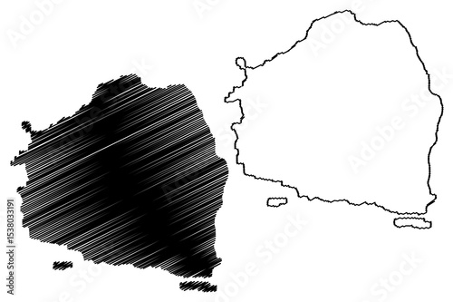 Flat Holm island (United Kingdom of Great Britain and Northern Ireland, Wales) map vector illustration, scribble sketch Isle of Ynys Echni map