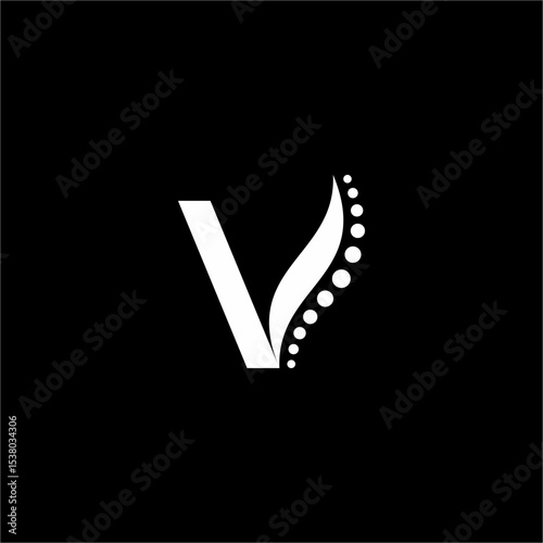 Chiropractic's minimalist and modern V letter logo design. by combining the spine symbol and the letter V.