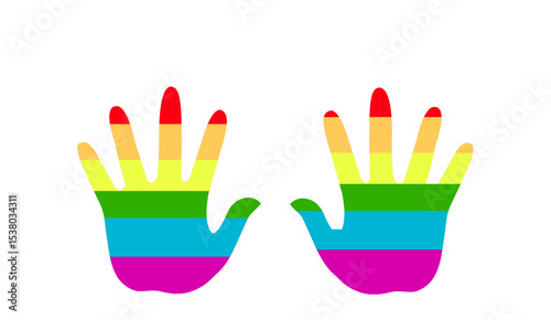 two rainbow palms on a white background,
