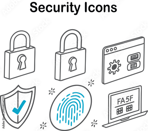 Modern Security Icons for Digital Safety