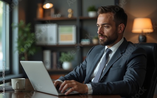 Businessman in a tight office. High quality