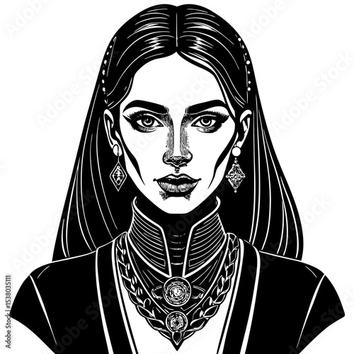 A vector of a woman wearing ornaments