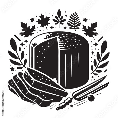 Black Puddinge Silhouette Vector, High Quality Illustration on White Background