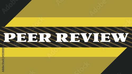 Peer review phrase showcased in a modern graphic design with bold colors and patterns