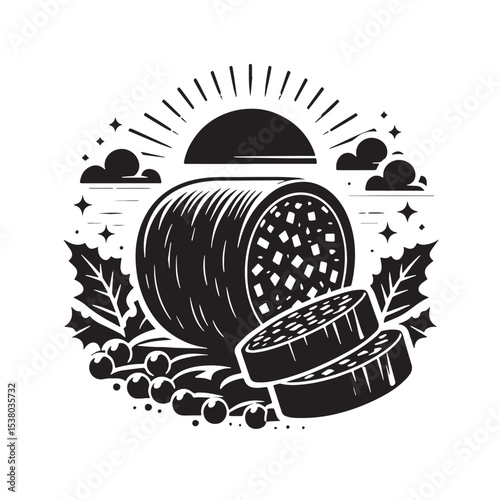 Black Puddinge Silhouette Vector, High Quality Illustration on White Background