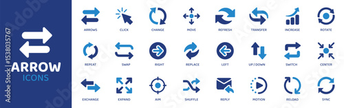 Arrow - Icon Collection. Thin Line Set contains such Icons as Arrow, Up, Down, Left, Right, Diagonal, Forward and more. Simple web icons set.