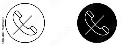 No Call Icon  Blocked or Disabled Phone Communication Symbol in Line and Solid Style

