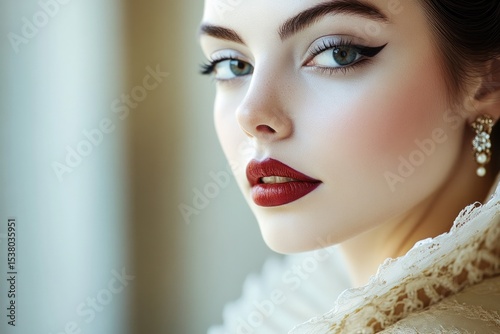 Elegant portrait showcasing striking makeup and luxurious access photo
