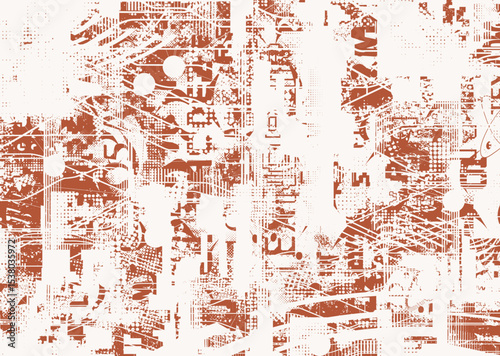 Glitch distorted geometric shape . Noise destroyed logo . Trendy defect error shapes . Glitched frame .Grunge textured . Distressed effect .Vector shapes with a halftone dots screen print texture.
