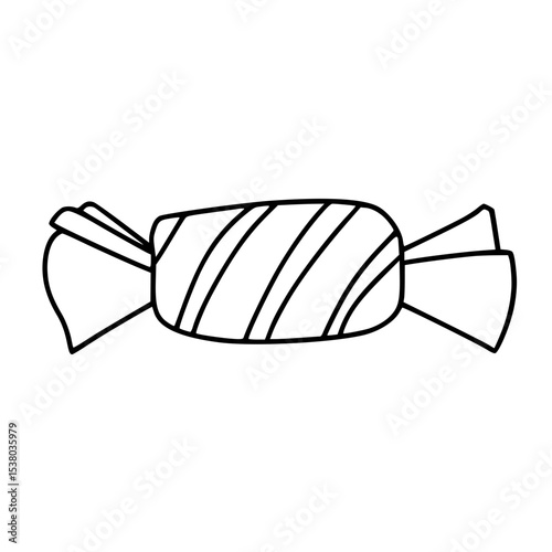 Wrapped Candy Flat Outline
