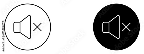 Mute Icon  Sound Off or Silent Mode Symbol in Line and Solid Style

