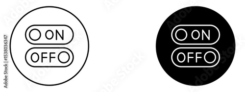 Switch Button Icon  Toggle or On/Off Control Symbol in Line and Solid Style