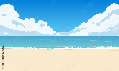 夏の海と白い砂浜の背景