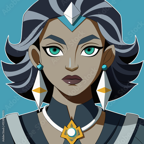 A vector illustration of a woman wearing ornaments