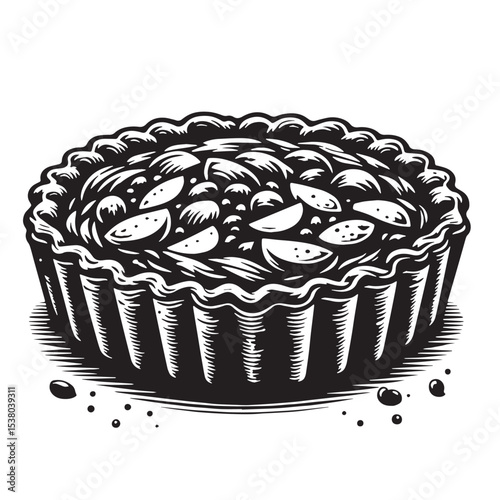 Black Quiche Silhouette Vector, High Quality Illustration on White Background