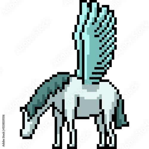 pixel art of white pegasus fairy tales