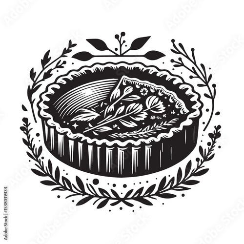 Black Quiche Silhouette Vector, High Quality Illustration on White Background