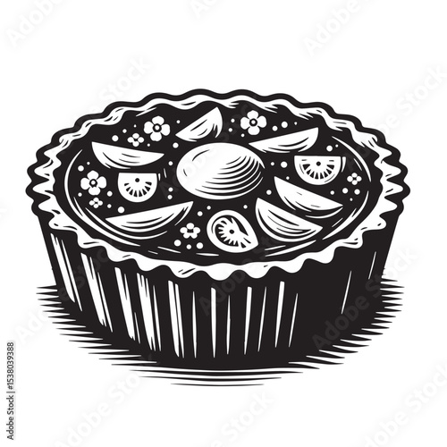 Black Quiche Silhouette Vector, High Quality Illustration on White Background