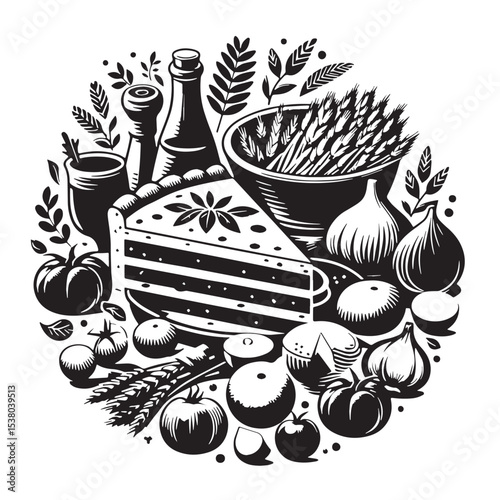 Black Quiche Silhouette Vector, High Quality Illustration on White Background