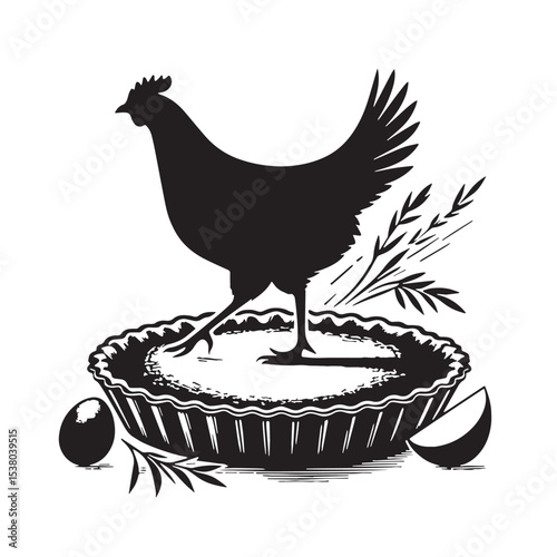 Black Quiche Silhouette Vector, High Quality Illustration on White Background