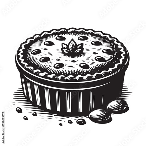 Black Quiche Silhouette Vector, High Quality Illustration on White Background