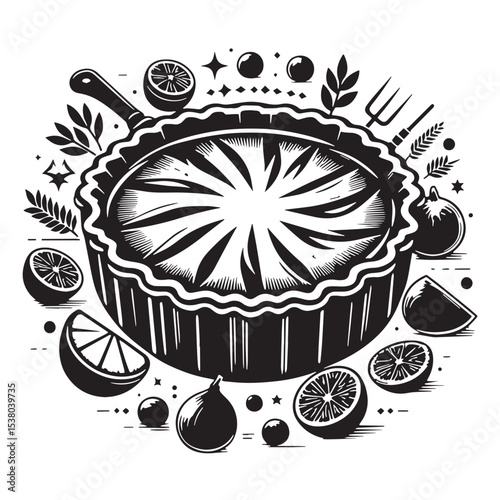Black Quiche Silhouette Vector, High Quality Illustration on White Background