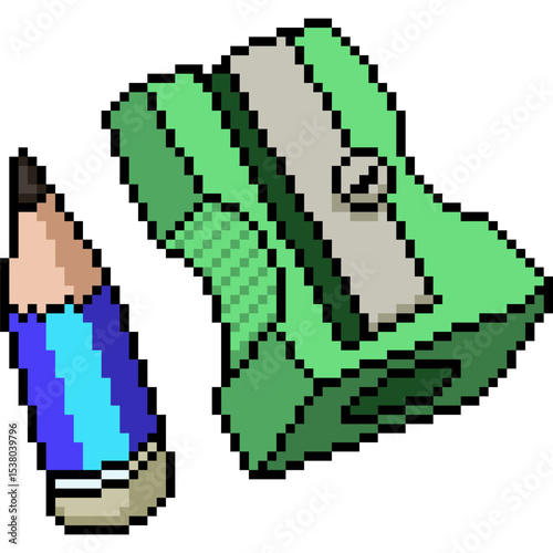 pixel art of used short pencil sharpener