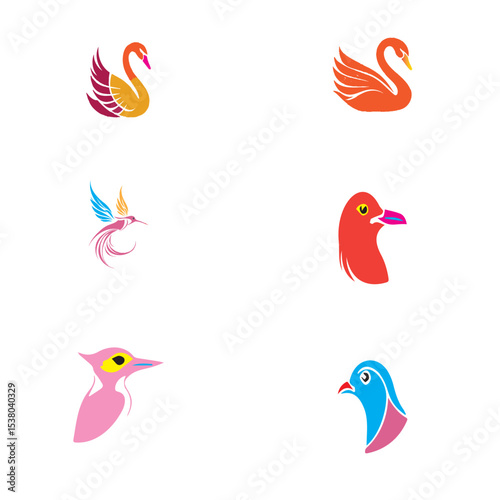Colorful Birds vector set 