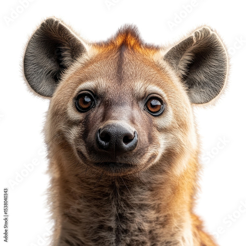 Portrait of a spotted hyena isolated on transparent background