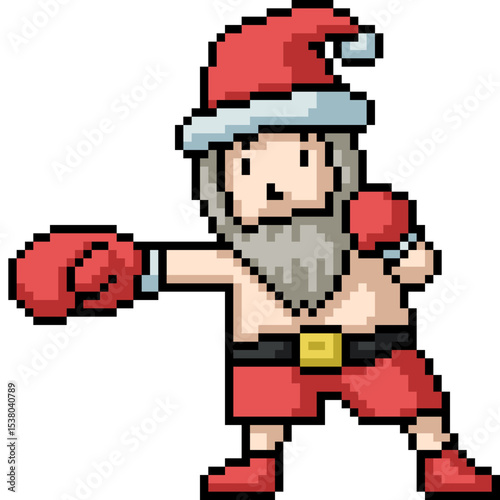 pixel art of santa claus boxing punch