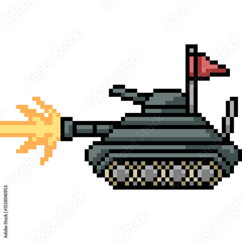 pixel art of tank war battle attack