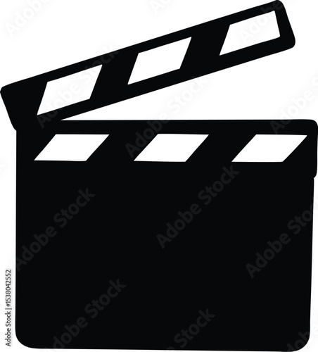 movie clapper board silhouette vector illustration, movie clapperboard black symbol