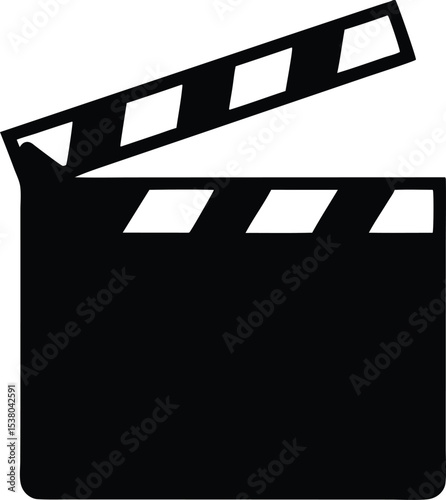 movie clapper board silhouette vector illustration, movie clapperboard black symbol