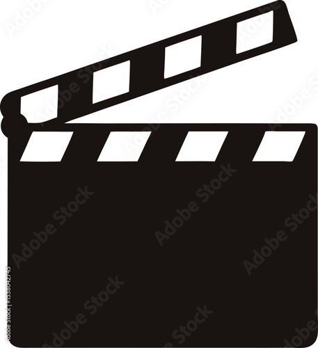 movie clapper board silhouette vector illustration, movie clapperboard black symbol