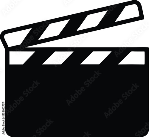 movie clapper board silhouette vector illustration, movie clapperboard black symbol