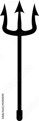 Trident devil, satan flat icon. Pitchfork Poseidon weapon, Neptune spear vector. Symbol hell and evil illustration isolated on transparent background. Symbolizing strength, mythology, maritime theme.