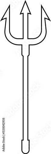 Trident devil, satan line icon. Pitchfork Poseidon weapon, Neptune spear vector. Symbol hell and evil illustration isolated on transparent background. Symbolizing strength, mythology, maritime theme.
