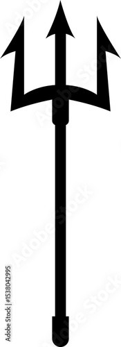 Trident devil, satan flat icon. Pitchfork Poseidon weapon, Neptune spear vector. Symbol hell and evil illustration isolated on transparent background. Symbolizing strength, mythology, maritime theme.