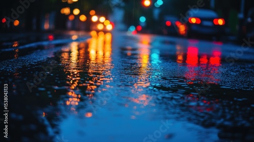 Night City Reflections Rainy Street at Night
