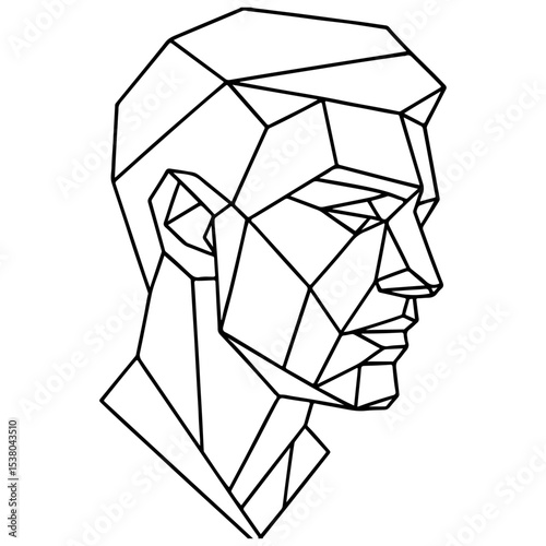 Hexagon geometric digital design of a recycling symbol in glass on a white background