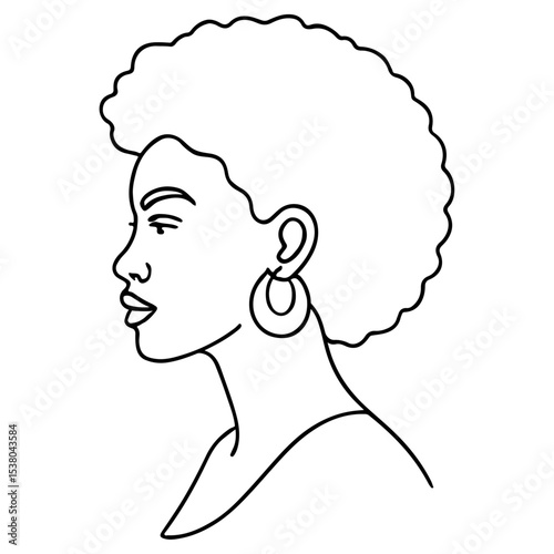 Woman with long hair silhouette profile vector illustration