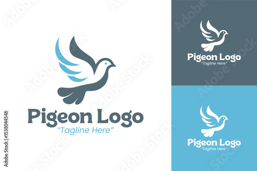 Elegant Pigeon Logo Design with Blue and Gray Tones for Branding