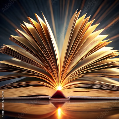 Infinite zoom into an open book endless pages background