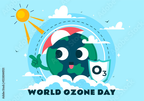 World Ozone Day Vector Illustration on September 16 to Raise Public Awareness About the Earth Ozone Layer and Protecting the Environment Background