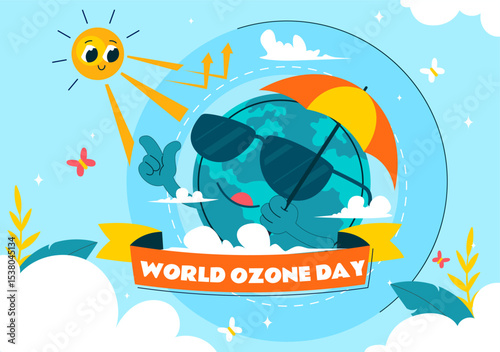 World Ozone Day Vector Illustration on September 16 to Raise Public Awareness About the Earth Ozone Layer and Protecting the Environment Background