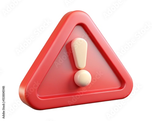 Red triangle warning sign with exclamation mark isolated on white background