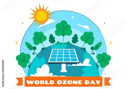 World Ozone Day Vector Illustration on September 16 to Raise Public Awareness About the Earth Ozone Layer and Protecting the Environment Background